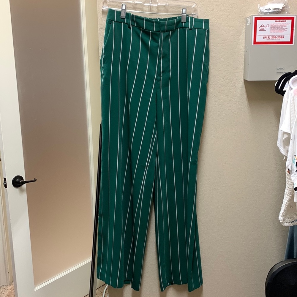 H&M high rise wide leg pinstripe pants size 10